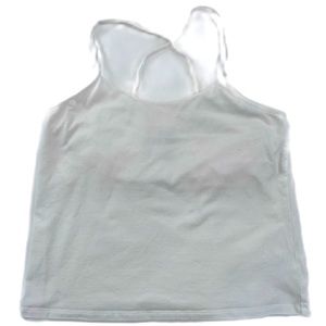 Eileen Fisher Women’s Cotton White Cross Back Tank Top with Bra Liner